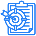 Brand focus icon with target and clipboard
